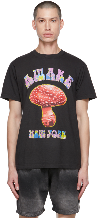 Awake Ny Black Mushroom T-shirt In Charcoal