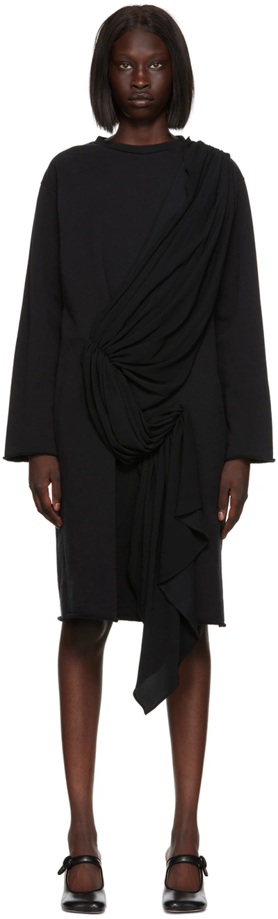 Mm6 Maison Margiela Long-sleeve Draped Jumper Dress In Black