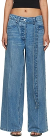 Alexander Wang Raver High-rise Belted Wide-leg Jeans In Medium Marbled Indig