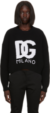Dolce & Gabbana Intarsia Knit Logo Crop Virgin Wool Rib Sweater In S9000 Variante Abbin