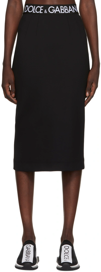 Dolce & Gabbana Stretch-jersey Midi Skirt In Black