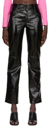 Msgm Wrinkled Faux Patent Leather Pants In Black