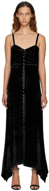 RABANNE BLACK BUTTONED MIDI DRESS