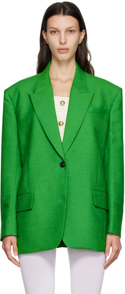 Pushbutton Green Double Button Blazer In Gn