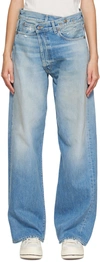 R13 BLUE CROSSOVER WIDE JEANS