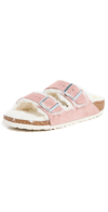 Birkenstock Arizona Shearling Womens Pink Clay Sandals In Pink Clay