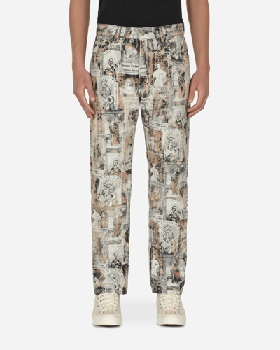 Aries Santino Lilly Saint-jacquard Jeans In Neutrals