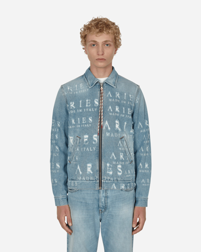 Aries Destroyed Jean Jacket In Blue