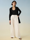 WHITE + WARREN ESSENTIAL CASHMERE TRAPEZE CARDIGAN SWEATER IN BLACK