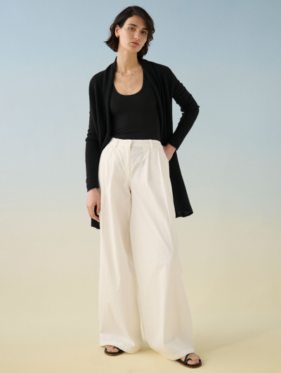 White + Warren Essential Cashmere Trapeze Cardigan Sweater In Black