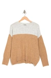 Vince Camuto Colorblock Knit Sweater In Jazz Club/ Latte Heather