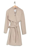 Cole Haan Signature Slick Wool Blend Wrap Coat In Beige