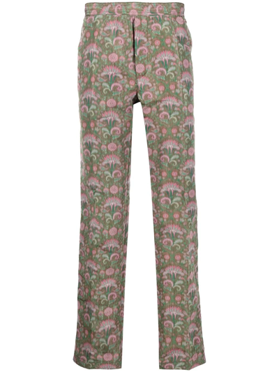 Soulland Green Erich Printed Straight-leg Trousers