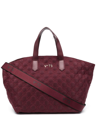 V73 Logo-plaque Quilted Tote Bag In Red