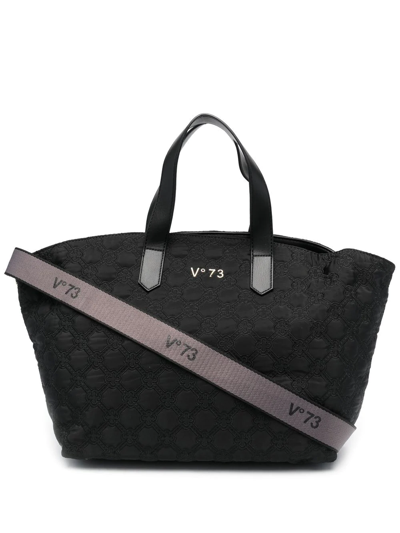 V73 Quilted Tote Bag In Black