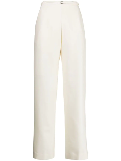 Gia Studios Wide-leg Wool-silk Trousers In White