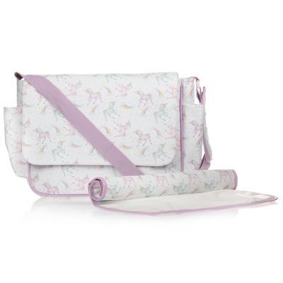 Powell Craft Girls White & Pink Unicorn Baby Changing Bag (39cm)