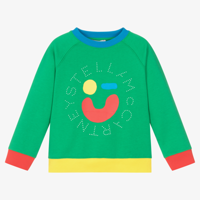 Stella Mccartney Colour-block Logo-print Sweatshirt In Green