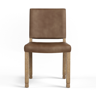 Oka Abbey Leather Dining Chair - Dark Vellum