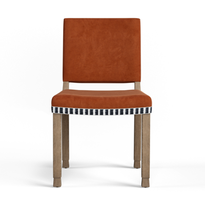 Oka Abbey Velvet Dining Chair - Dirty Orange