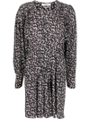 Isabel Marant Étoile Arone Floral Print Long Sleeve A-line Dress In Nude & Neutrals