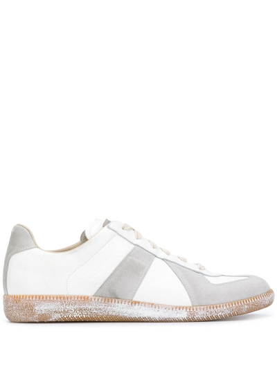 Maison Margiela Replica Painted-sole Suede And Leather Trainers In White