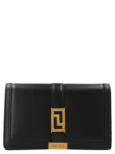 Versace Greca Goddess Mini Bag In Black+gold