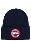 Canada Goose Logo-patch Knitted Beanie In Blue