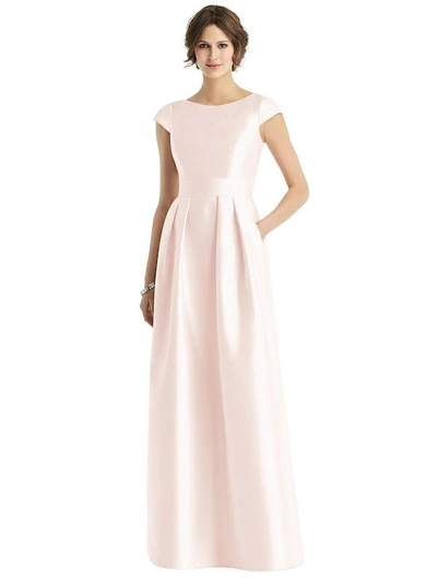 Dessy Collection Cap Sleeve Pleated Skirt Dress With Pockets In Pink