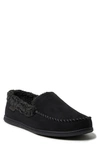 Dearfoams Men's Alexander Microsuede Moccasin Slippers With Berber Casing In Black