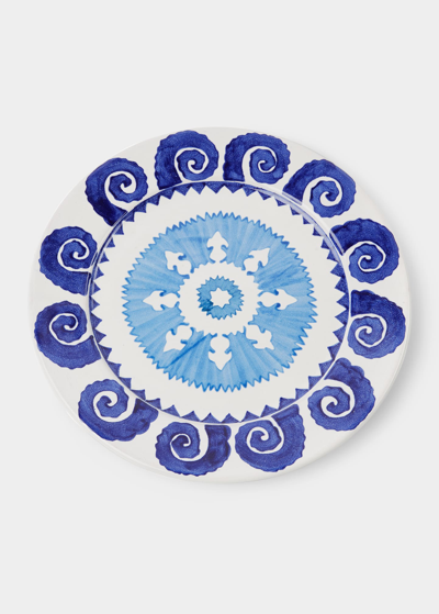 Emporio Sirenuse Sun Charger Plate In White Blue