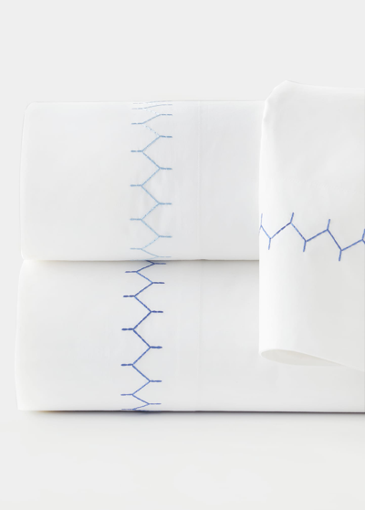 John Robshaw Stitched 300 Thread Count Pillowcases Set Of 2, Standard In Lt Indig