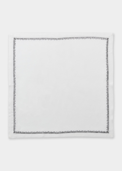Kim Seybert Filament Embroidered Linen Napkin In White/silver/gunm