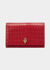 Alexander Mcqueen Mini Mock-croc Crossbody Bag With Small Skull In Dark Red