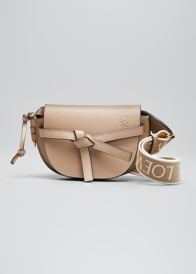 LOEWE GATE DUAL MINI CROSSBODY BAG IN LEATHER WITH JACQUARD STRAP