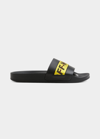 Off-white Industrial Belt Rubber Sliders In Black/yellow