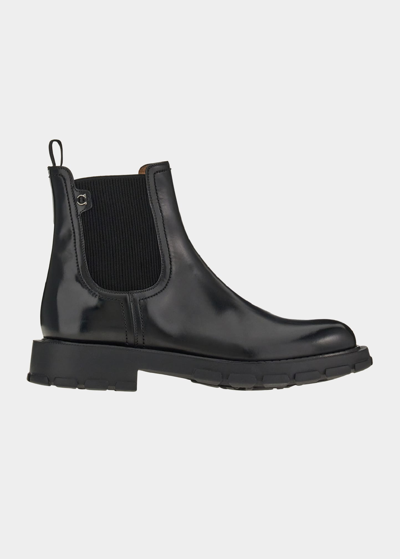 Ferragamo Black Iago Leather Chelsea Boots