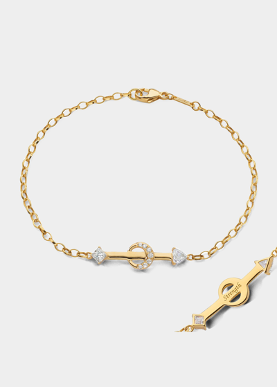 Monica Rich Kosann 18k Yellow Gold Strength Arrow Poesy Bracelet With Trillion, Princess Cut And Diamonds In Multi