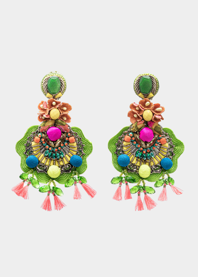 Ranjana Khan Multicolor Chandelier Earrings With Tassels