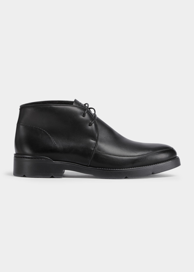 Zegna Men's Cortina Leather Chukka Boots In Blk Sld