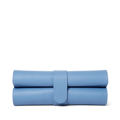 Smythson Leather Roll-up Chess Set In Nile Blue
