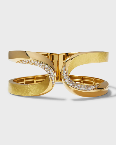Vendorafa Yellow Gold Hammered Diamond Bracelet
