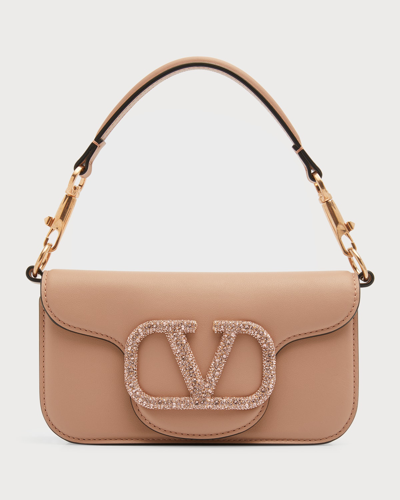 Valentino Garavani Loco Small Vlogo Lambskin Shoulder Bag In Rose
