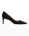 Stuart Weitzman Pointed-toe 75mm Leather Pumps In Black