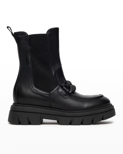 Nerogiardini Calfskin Chain Chelsea Boots In Black