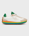 Ferragamo Iggy Rainbow-heel Retro Sneakers In Pink Lemonade Bi