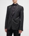 Givenchy Wool Blend Slim Fit Blazer With U-lock Closure In Black