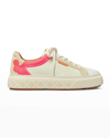Tory Burch Ladybug Leather Platform Sneakers In White / Fluoresce