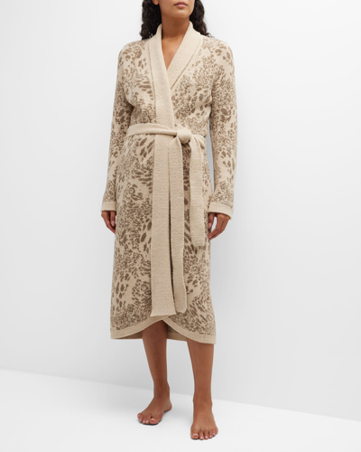 Natori Serenity Plush Animal Jacquard Robe In Brown