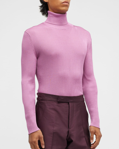 High Hot Pink Turtleneck Mens Tom Ford Men's Silk Interlock